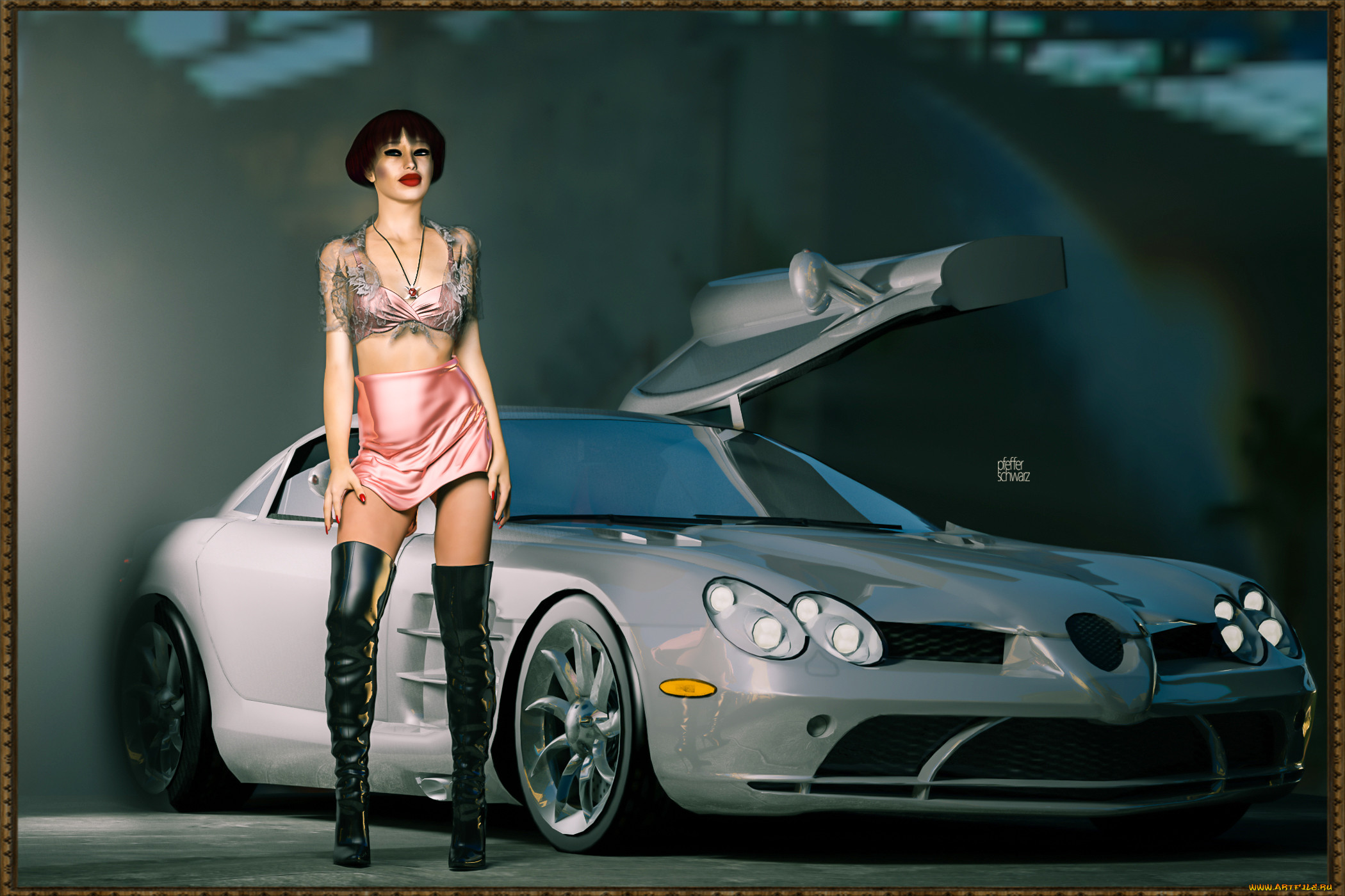 , 3d car&girl, , , 